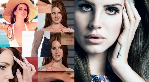 A picture of All 8 tattoos of Lana Del Rey.